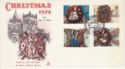 1974-11-27 Christmas Stamps Ottery St Mary FDC (82071)