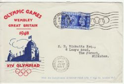 1948-07-29 KGVI Olympic Games Wembley Slogan FDC (82414)