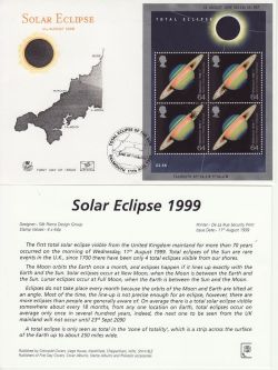 1999-08-11 Solar Eclipse M/Sheet Falmouth FDC (82555)