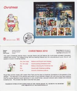 2010-11-02 Wallace and Gromit Christmas M/S FDC (82680)