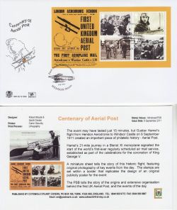 2011-09-09 Aerial Post Stamps M/S Hendon FDC (82689)