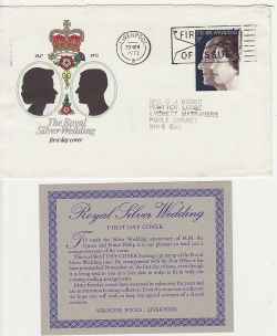 1972-11-20 Silver Wedding Stamp Liverpool FDC (82732)