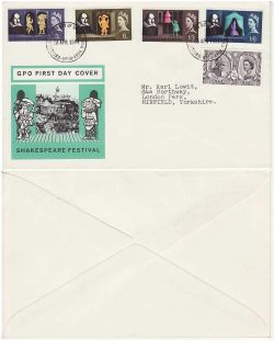 1964-04-23 Shakespeare Stamps Stratford FDC (82755)