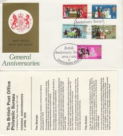 1970-04-01 Anniversaries Stamps Canterbury FDC (82886)
