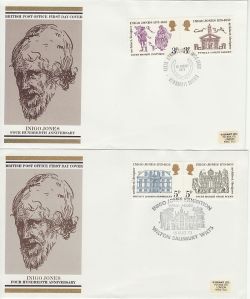 1973-08-15 Inigo Jones Stamps x2 Pmks FDC (83096)