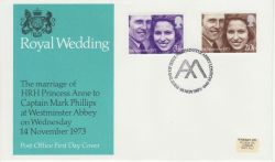 1973-11-14 Royal Wedding Stamps London SW1 FDC (83110)
