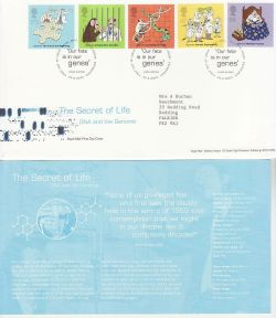 2003-02-25 Secret of Life DNA Stamps T/House FDC (83178)