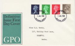 1968-07-01 Definitive Stamps Reading FDC (83205)
