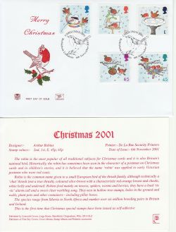 2001-11-06 Christmas Robins Bethlehem FDC (83244)