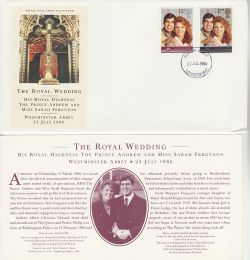 1986-07-22 Royal Wedding Stamps London WC FDC (83383)
