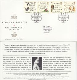 1996-01-25 Robert Burns Stamps Bureau FDC (83436)