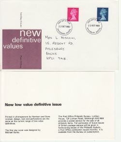 1980-10-22 Definitive Stamps Aylesbury FDC (83450)