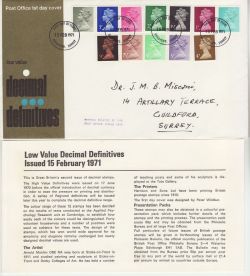 1971-02-15 Definitive Stamps Guildford FDC (83502)
