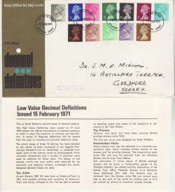 1971-02-15 Definitive Stamps Guildford FDC (83503)