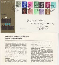1971-02-15 Definitive Stamps Guildford FDC (83504)
