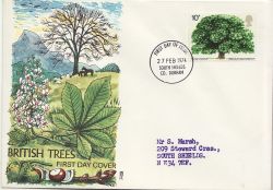 1974-02-27 British Trees S Shields FDC (84466)