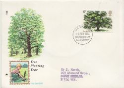 1973-02-28 British Trees Stamp S Shields FDC (84530)