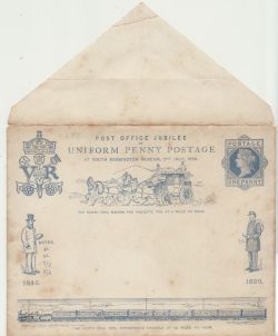 1890 QV Uniform Penny Postage Envelope Unused (84675)