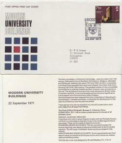 1971-09-22 Modern University Buildings Leicester FDC (84756)