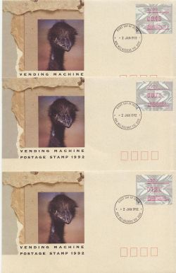 1992-01-02 Australia Emu Frama Stamps x 3 FDC (85070)