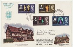 1964-04-23 Shakespeare Stamp Hunmanby cds FDC (85347)