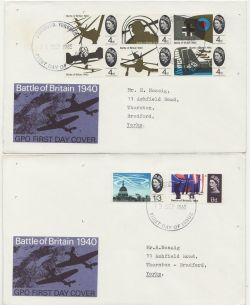 1965-09-13 Battle of Britain Stamps Bradford x2 FDC (85363)