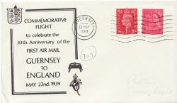 1969-05-22 Guernsey to England Air Mail 30th ENV (85627)