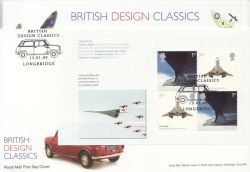 2009-01-13 British Design Booklet Pane 4 Longbridge FDC (85718)