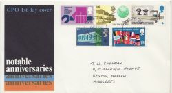 1969-04-02 Anniversaries Stamps Harrow FDC (85753)