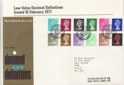 1971-02-15 Definitive Stamps Bureau FDC (85766)