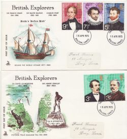 1973-04-18 British Explorers Stamps Bolton x2 FDC (86448)