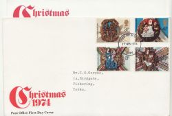 1974-11-27 Christmas Stamps York FDC (86459)