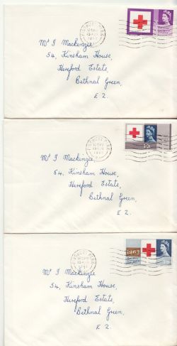 1963-08-15 Red Cross Stamps x3 Finsbury FDC (86485)