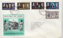 1964-04-23 Shakespeare Stamps Stratford FDC (86516)