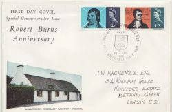 1966-01-25 Robert Burns Stamps Ayr FDC (86561)