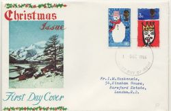 1966-12-01 Christmas Stamps London FDC (86562)
