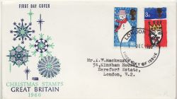 1966-12-01 Christmas Stamps London FDC (86565)
