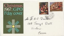 1967-11-27 Christmas Stamps Harlow cds FDC (87132)