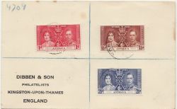Antigua 1937 Coronation Set on Cover (87269)