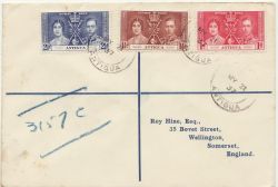 Antigua 1937 Coronation Set on Cover (87271)