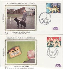 1981-03-25 Disabled Year Stoke Stamps x4 Silk FDC (87468)