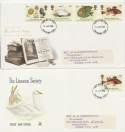 1988-01-19 Linnean Society x3 Different FDC (87619)