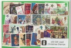 GB x30 Used Christmas Stamps Off Paper (87737)