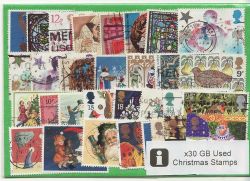 GB x30 Used Christmas Stamps Off Paper (87739)