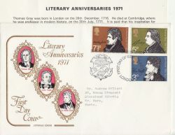 1971-07-28 Literary Anniversaries London EC FDC (87761)