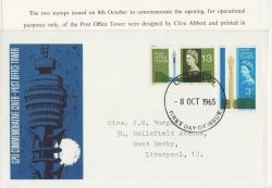 1965-10-08 Post Office Tower PHOS Liverpool FDC (88104)