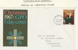 1967-10-18 Christmas Stamp Huddersfield FDC (88124)