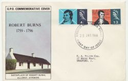 1966-01-25 Robert Burns Stamp Kingston FDC (88271)