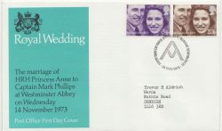 1973-11-14 Royal Wedding Stamps Bureau FDC (88352)