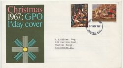 1967-11-27 Christmas Stamps London WC FDC (88412)